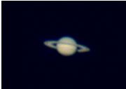 Saturn as it appears in a small telescope 