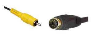 Connectors for composite video (left) and S-video (right)