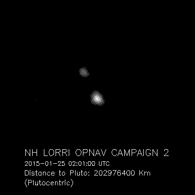The image of Pluto and its moon Charon, taken by NASA’s New Horizons spacecraft, was magnified four times to make the objects more visible